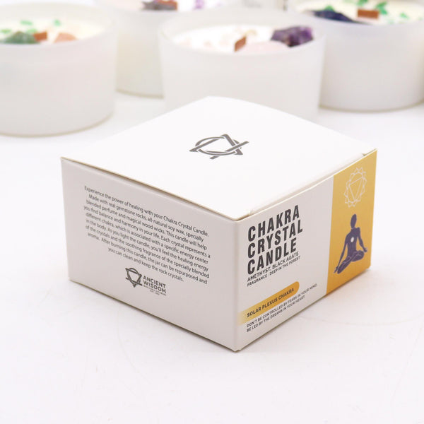 Bougie aux cristaux – Chakra du plexus solaire