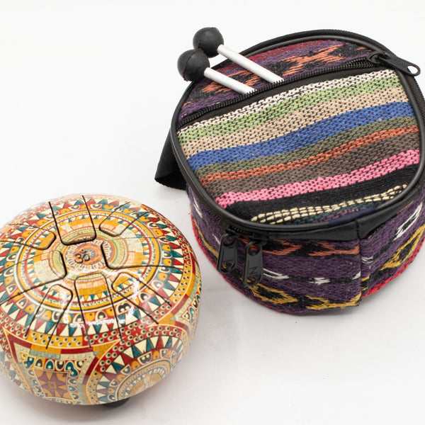 Petit tongue drum Om Mandala – 13 × 9 cm