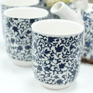 Service à thé aux plantes – Motif bleu