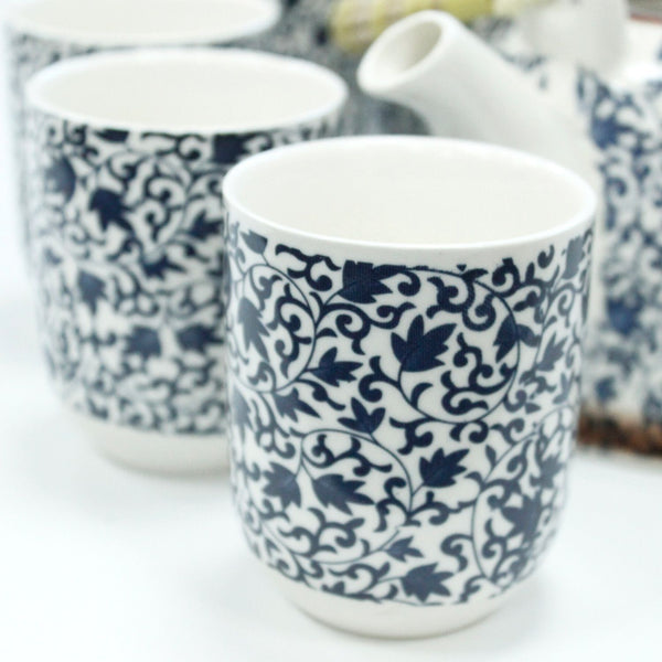 Service à thé aux plantes – Motif bleu