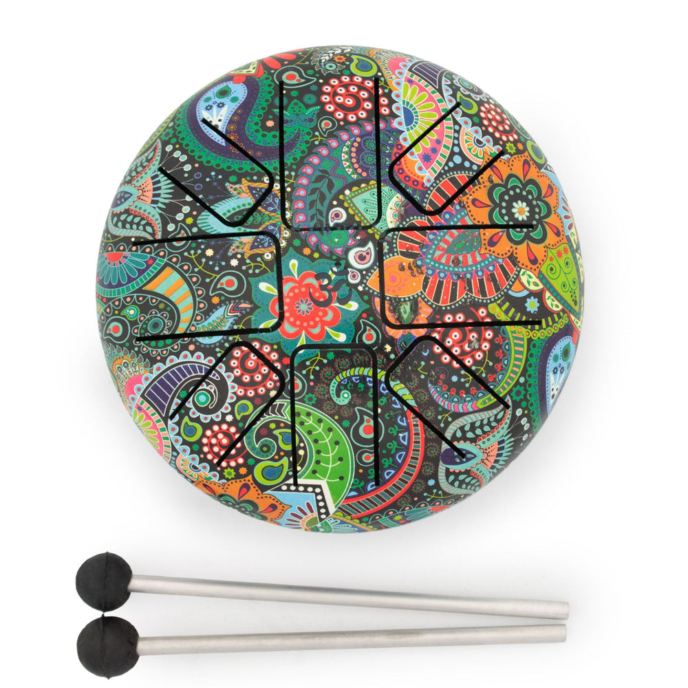 Tongue drum Mandala Feuille – 14 × 7 cm – photo principale