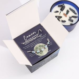 Bougie astrologique Cancer avec bracelet en pierres