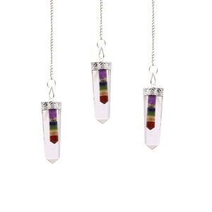 Pendule pointe en cristal – 7 chakras