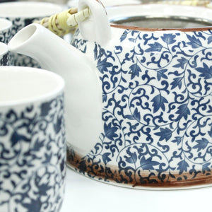 Service à thé aux plantes – Motif bleu