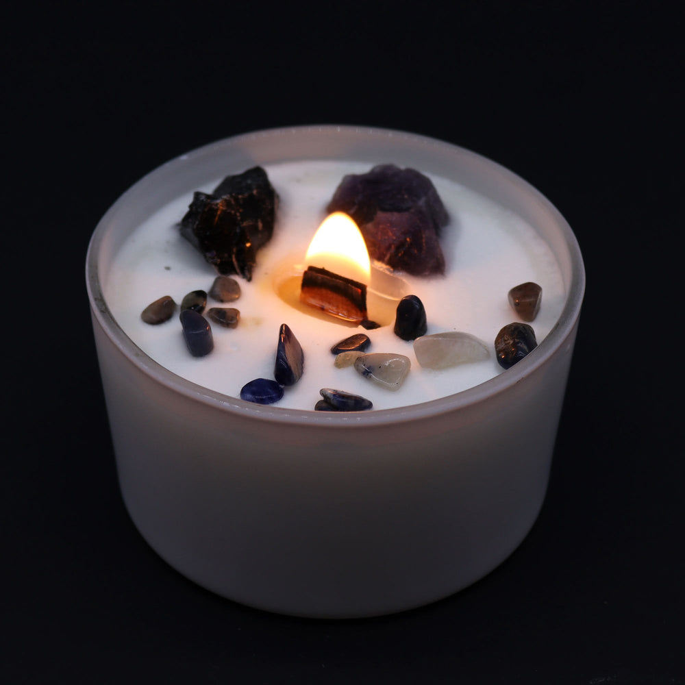 Bougie aux cristaux – Chakra du plexus solaire – photo principale