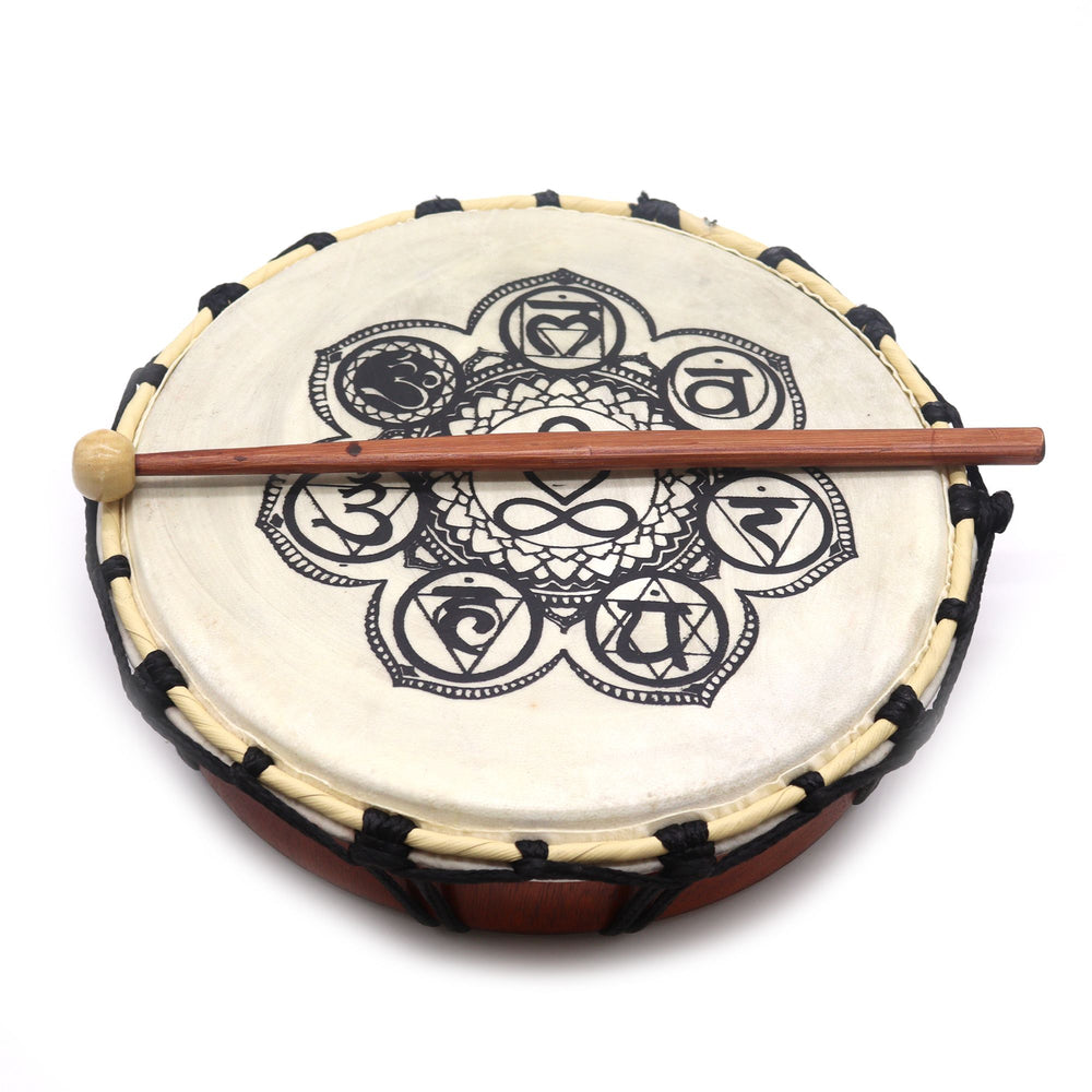Tambour chamanique 7 chakras avec mailloche – 25 cm – photo principale