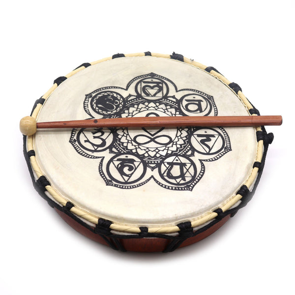 Tambour chamanique 7 chakras avec mailloche – 25 cm