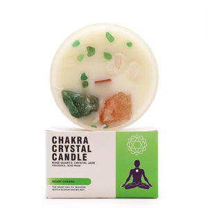 Bougie aux cristaux – Chakra du cœur