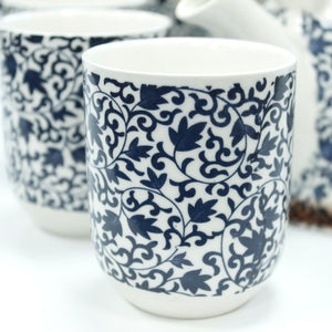 Service à thé aux plantes – Motif bleu