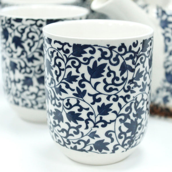 Service à thé aux plantes – Motif bleu