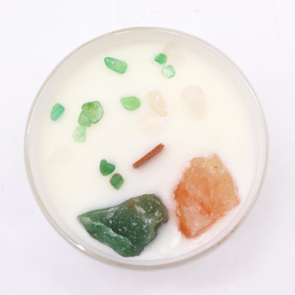 Bougie aux cristaux – Chakra du cœur