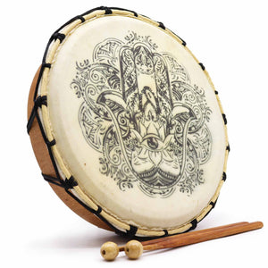 Tambour chamanique Hamsa avec deux mailloches – 30 cm