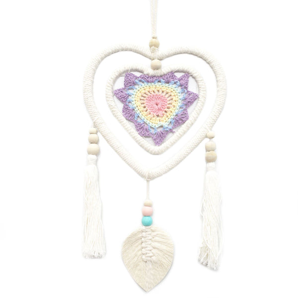 Attrape-rêves double cœur multicolore – Taille moyenne
