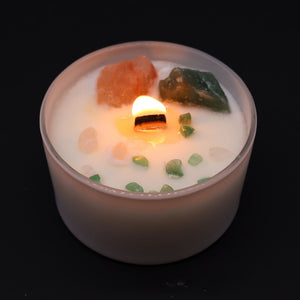 Bougie aux cristaux – Chakra du cœur