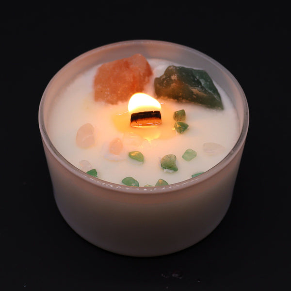 Bougie aux cristaux – Chakra du cœur