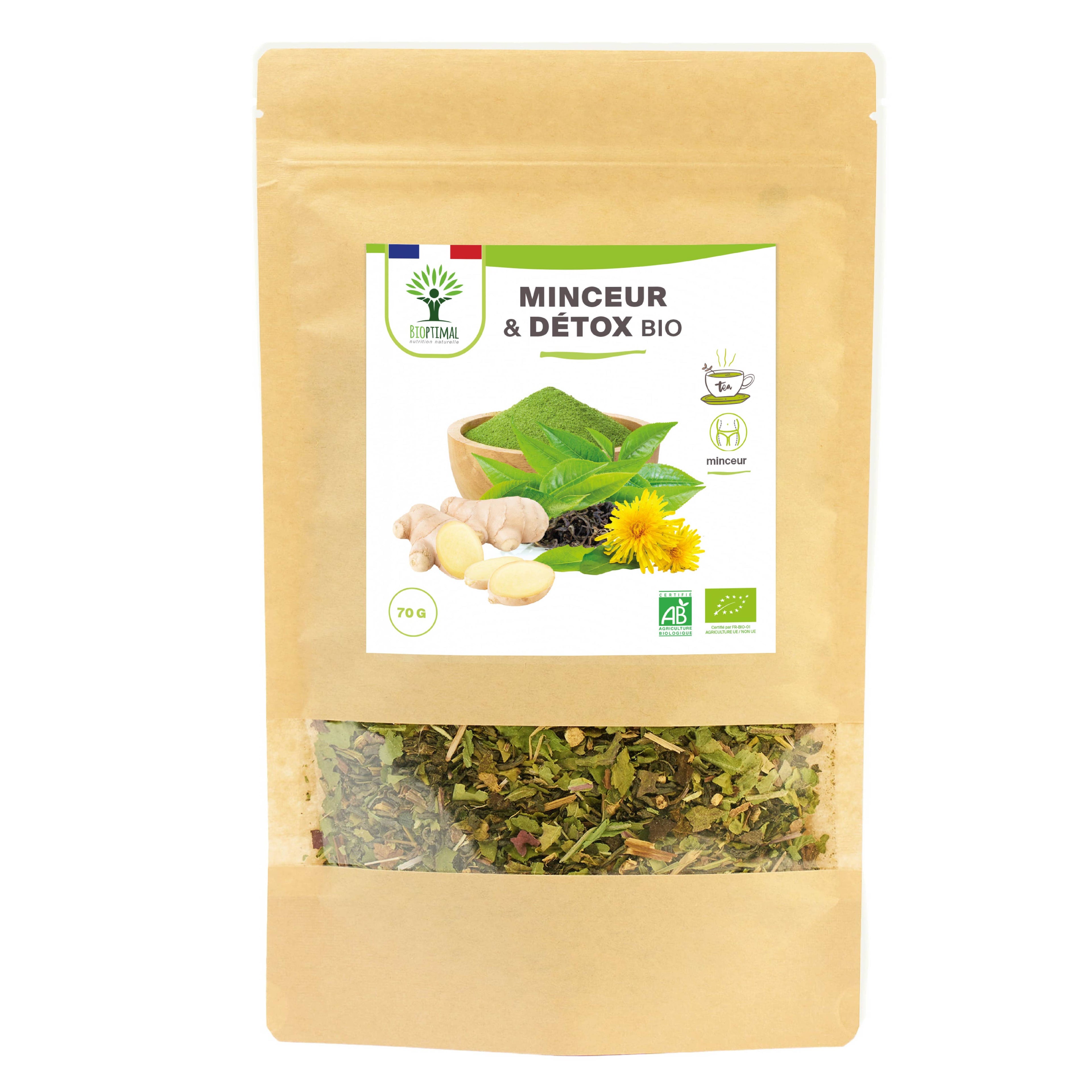Complément alimentaire Thé Minceur & Détox Bio - Fabriqué en France - Veg naturel bio Boutique Achaiah