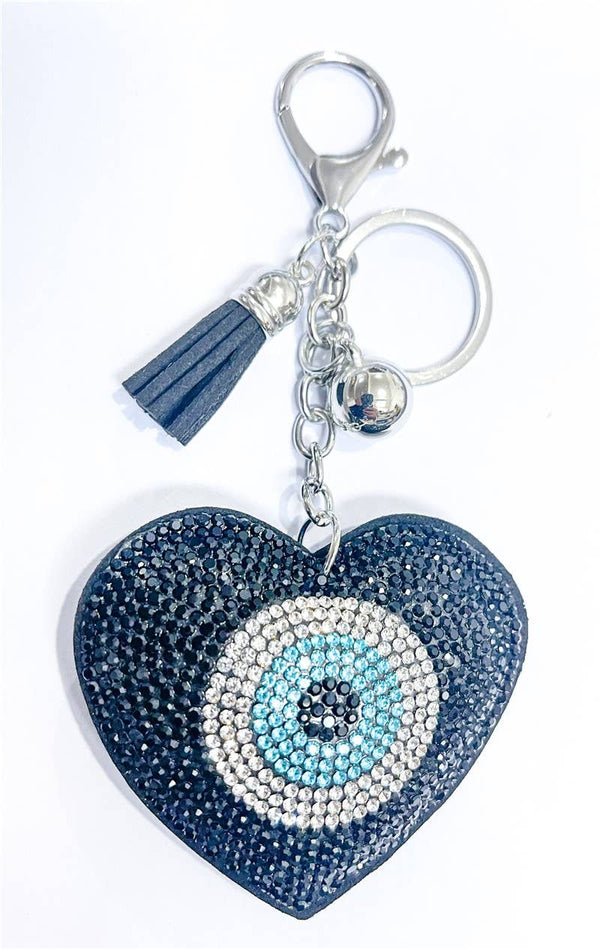 Porte-clés œil turc en forme de cœur décoration spirituelle résine Boutique Achaiah