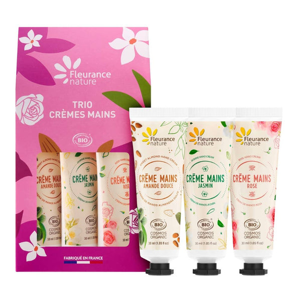 Coffret Trio crèmes mains amande rose jasmin Fête des mères