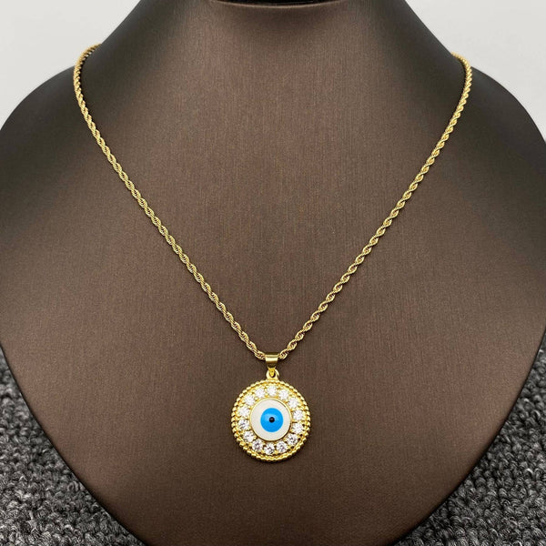 Collier pendentif œil maléfique multi styles en acier inoxydable plaqué or 18K