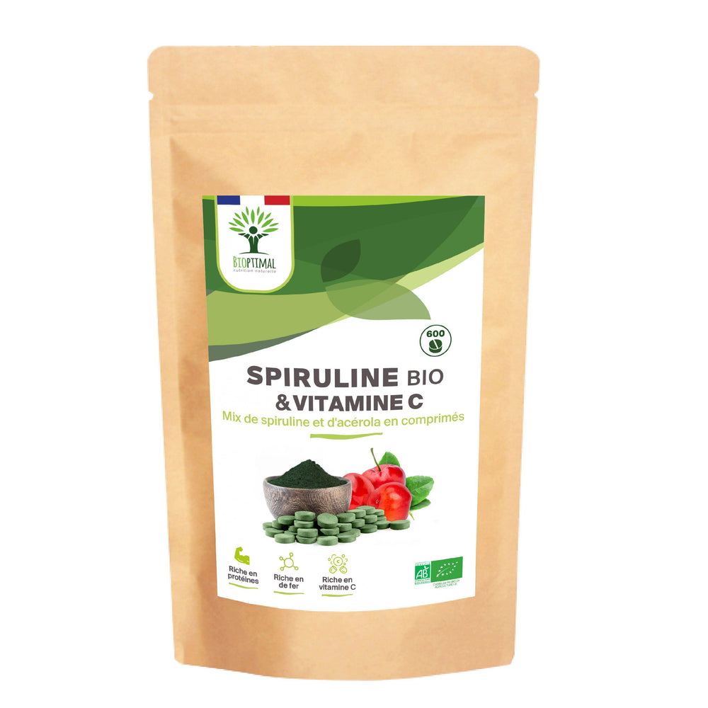Complément alimentaire Spiruline Bio & Vitamine C - en comprimés - naturel bio Boutique Achaiah
