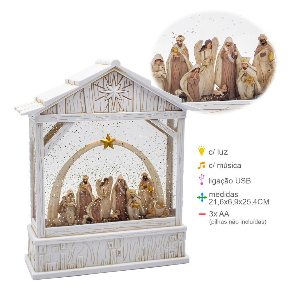 Lanterne Crèche avec Eau 21,6x6,9x25,4cm