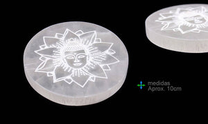 Base en Sélénite – Fleur de Lotus gravée