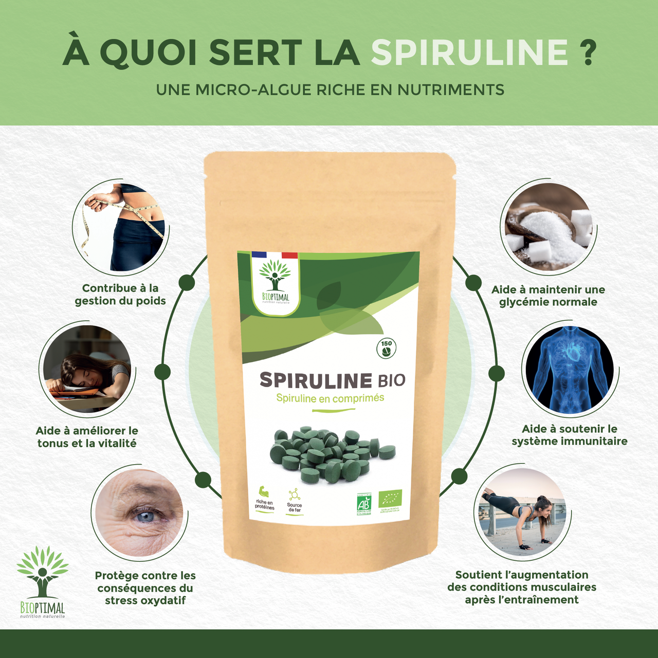 Spiruline Bio en Comprimés - Conditionné en France - Vegan – ACHAIAH (visuel 5)