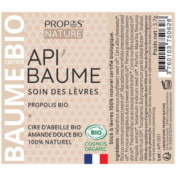 Baume à Levres Bio Api'baume  - Propolis & Cire - 3,7g