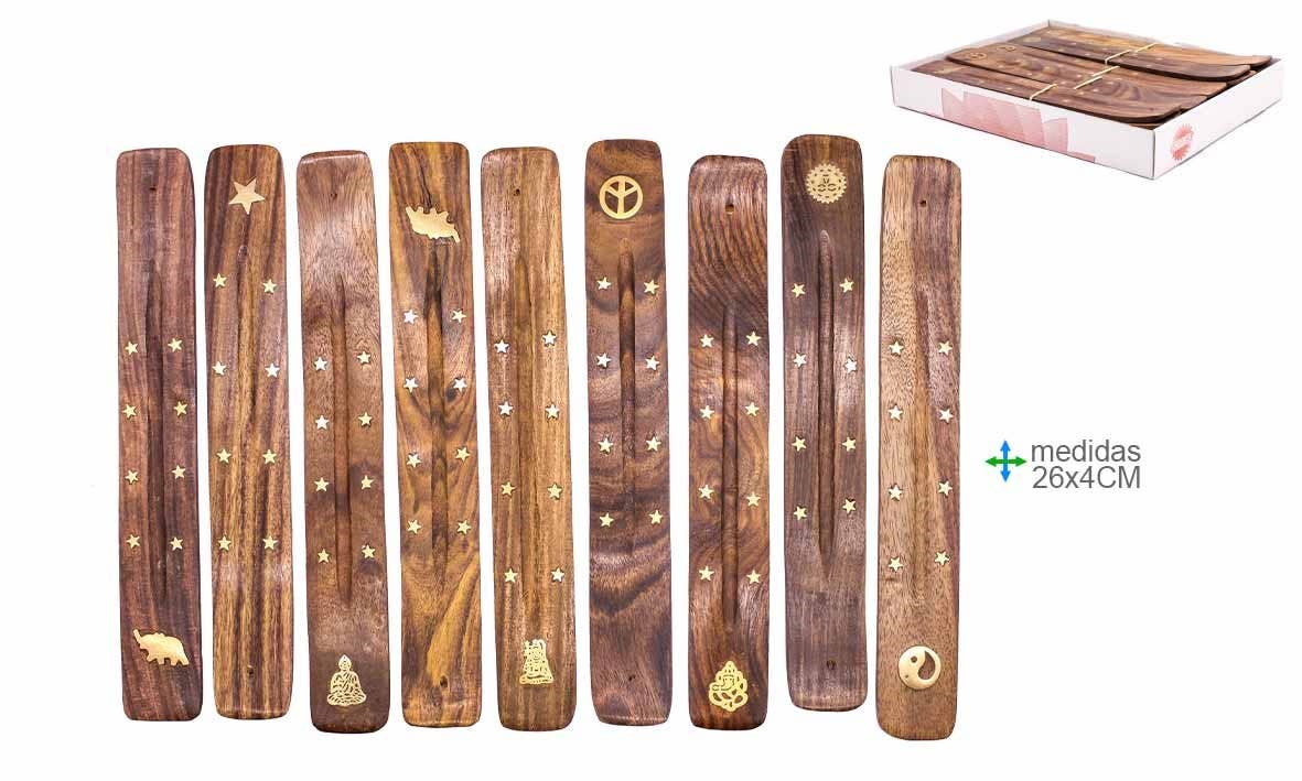 Porte-encens en bois 26 cm — encens naturel purification méditation Boutique Achaiah