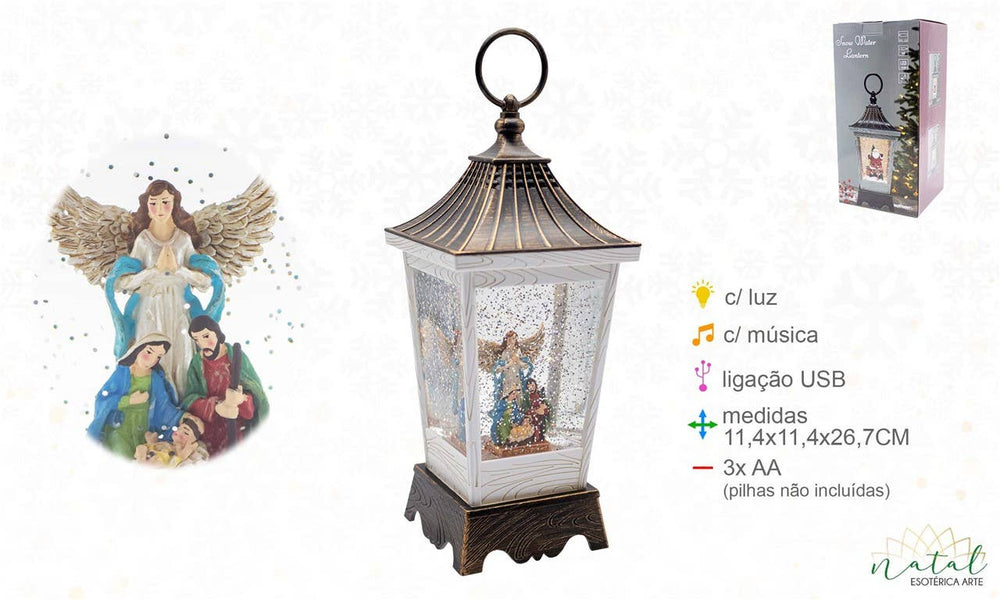 Lanterne Presépio avec eau 11, 4x11, 4x26, 7 cm