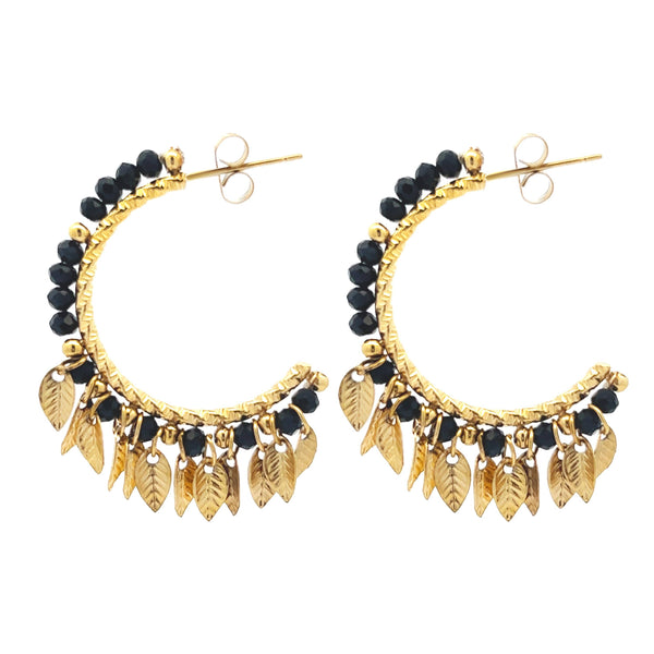 Boucles d’oreilles cristal feuilles