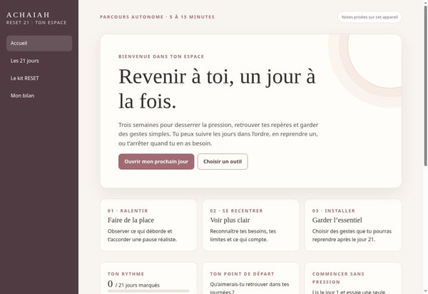 Aperçu de l’application RESET 21 Achaiah sur ordinateur